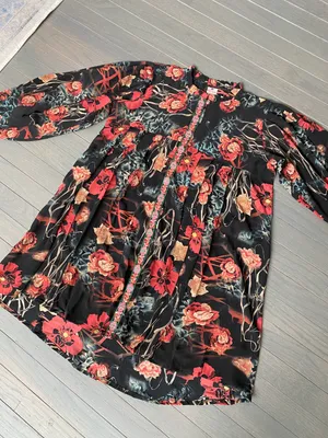 Women’s Floral Long Sleeve A-line Mid Length Georgette Lined Dress thumbnail 7