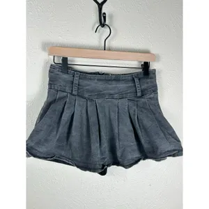 Vintage Y2K Micro Mini Skirt Size Small Skort Black Denim Skater Preppy Grunge thumbnail 4