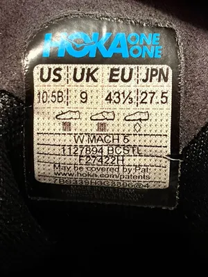 Women's Hoka One‎ One Mach 5 Training Shoes Black/Castlerock Size 10.5 10.5B thumbnail 6