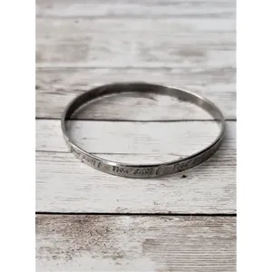 "I Love You" Stamped Dark Silver Tone Bracelet - Some Tarnish thumbnail 2