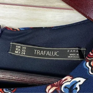 Zara Trafaluc Sheath Dress Floral Long Sleeve‎ Blue Size XS thumbnail 11