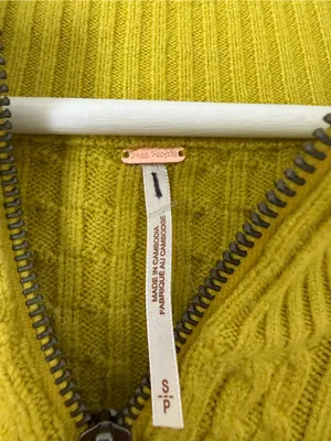 Free People Cable Knit Zip Cardigan Chartreuse Green Size S thumbnail 4