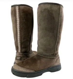 UGG Australia Dark Brown Sheepskin Ultimate Tall Revival Tasman Braid Boots thumbnail 1