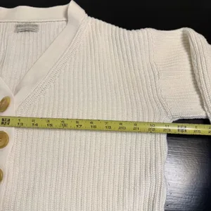 Urban Outfitters Womens Small Cream‎ Ribbed Knit Cropped Button Front Cardigan thumbnail 3