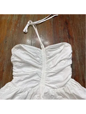 NWOT Steve Madden White Lace Halter Mini Dress Cotton Tiered Small Read thumbnail 2