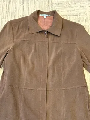NEW In the Wash women's size 6 brown suede look long jacket thumbnail 5