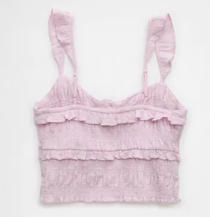 NWT Orchid American Eagle Smocked Ruffle Tank Top - Small thumbnail 2