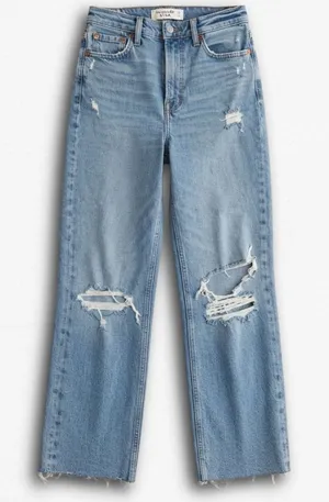Abercrombie&Fitch The Ankle Straight Ultra High Rise Distressed Jeans Blue 27/4R thumbnail 1