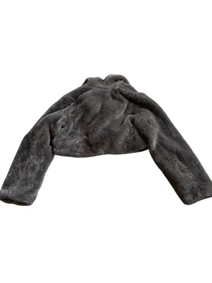 Song of Style Faux Fur Coat Brown Cropped Length Jacket Vegan Size Small Women's thumbnail 8
