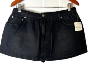 Free People We The Free Denim Micro Mini Skort in Black Wash Sz 29 New With Tags thumbnail 1
