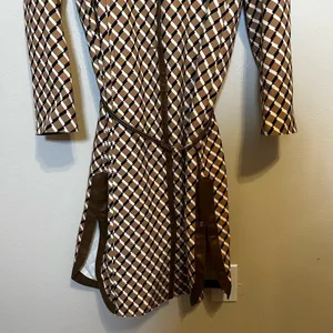 Marc‎ Cain Graphic Print Faux Leather Trim Belted Longline Coat thumbnail 5