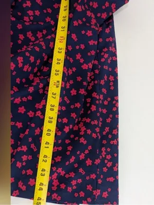 Navy Red Floral Fit & Flare Midi Dress XXL 3/4 Sleeve Pockets Plus thumbnail 7