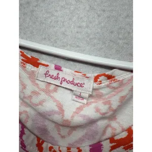 Fresh Produce Orange Pink Batik Cotton Blend Long Sleeve USA Made Size Large thumbnail 2