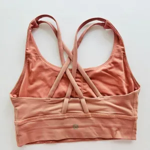 Lululemon Energy Bra Long Line Peach Pink Size 4 Strappy Back Yoga Gym Run thumbnail 3