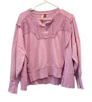 Pilcro Sweatshirt Womens XS Purple Pintuck Henley Pullover Boho OB1705879 thumbnail 1