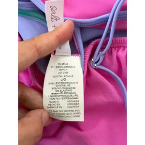 Salt + Cove Colorblock Bikini Top Pink Lavender Teal Size L Beachwear‎ NEW thumbnail 5