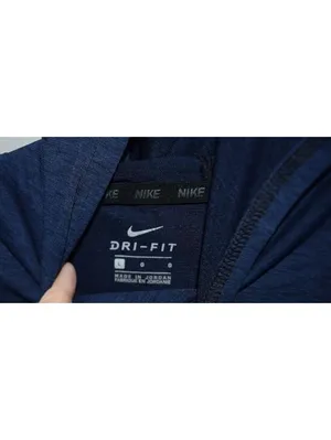 Nike Dri-Fit L Hoodie Women's Navy Blue Heathered Big Swoosh Logo Pullover thumbnail 4