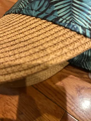 bon voyage STARBOARD NWT Wide Brim Straw Visor Hat with green leave Print Band thumbnail 15