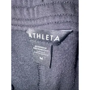 Athleta Easy Fleece Cargo Wide Leg Pants Black Women High Rise Size‎ Medium thumbnail 3