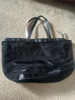 Victoria's Secret Black Tote with Eyelet Ribbon Accents 22* 13* thumbnail 2