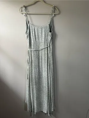 Abercrombie & Fitch Light Green Floral Wrap Midi Dress Flutter Strap Size XL thumbnail 8
