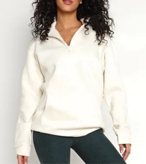 Beyond Yoga Recharge 1/4 Zip Pullover Sweater in Cream- Size XS thumbnail 1