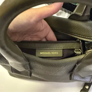 Michael Kors Rollins Satchel Green Pebbled Leather Tote Cross Body thumbnail 10