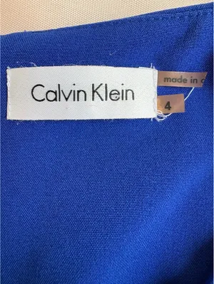 Calvin Klein Women's Blue Ruffle Dress with Belt, Size 4 thumbnail 5