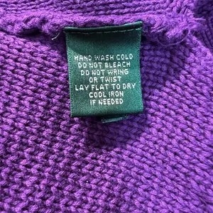Lauren Ralph Lauren Sweater L Purple Toggle‎ Button Shawl V-Neck Knit Womens New thumbnail 11