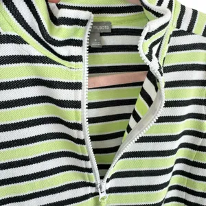 T‎ By Talbots Cotton Blend Striped Terry Cloth 3/4 Sleeve 1/4 Zip Size Small P thumbnail 4
