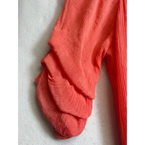 Indigo Rose Women Coral Pink Crinkle Gauze Ruffle Sleeve Shift Dress XL thumbnail 5