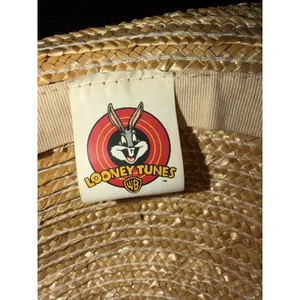 Vintage 1999 Looney Tunes Tweety Bird Straw Sun Hat Patch 90s Gardening thumbnail 4