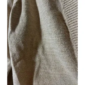 Chico's Size 2 (Large) Beige Gold Metallic Open-Front Cardigan Shimmer Knit thumbnail 3