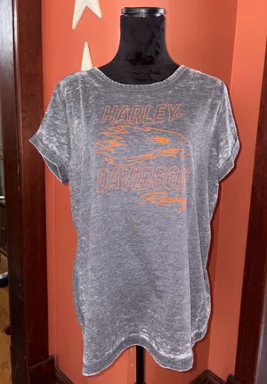Harley-Davidson Women’s Gray Tee with Orange Eagle Graphic thumbnail 1