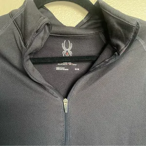 SPYDER Active 1/4 HALF Quarter Zip‎ Fleece Lined Pullover Jacket Med Mens BLACK thumbnail 2