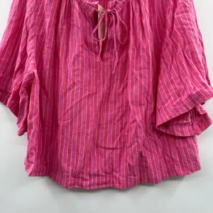 Universal Thread Pink & White Striped V Neck Tie Half Sleeve‎ Top Sz XS NEW thumbnail 5