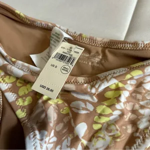 NWT Aerie High Waisted Cheeky Bikini Bottoms Brown Floral Tropical Size Small thumbnail 2