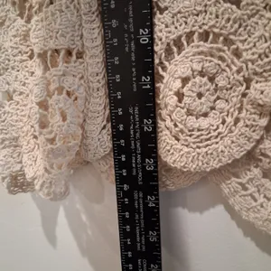 Solitaire Crochet Ruffle Peplum Top Beige Boho Cottage Festival Hippie size XL thumbnail 8