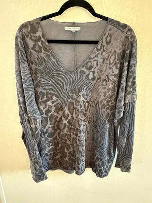 Tempo Paris M/L Oversized Mixed Animal Print Long Sleeve Top Made in Italy thumbnail 3