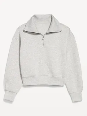 Old Navy Bounce Fleece Women’s Half-Zip Pullover Sweatshirt in Heather Gray thumbnail 1