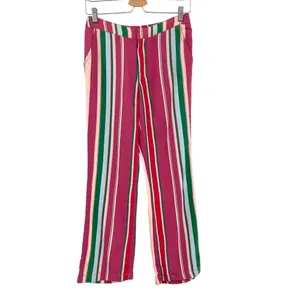 Free People La Paz Stripe Cotton‎ Blend Ankle Pants Berry Combo Size 0 thumbnail 3