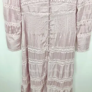 LoveShackFancy Ellitia Dress Victorian Lace Maxi Light Lilac Viscose US 0 NWT thumbnail 11