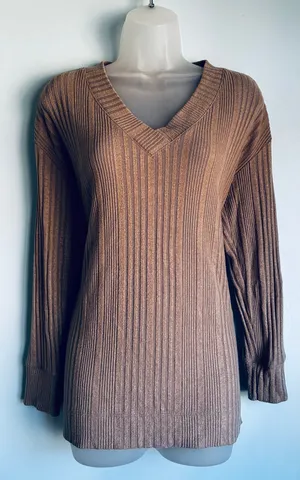 Andrew Marc Lightweight Sweater Dark Tan Small thumbnail 1