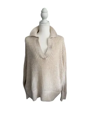 ZARA Cream Collared Sweater Size XL Womens thumbnail 5