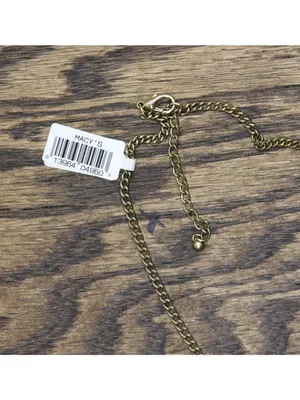 NWT Mcys Mosaic Triangle Pendant Necklace Gold / Green / Brown / Yellow 20" + 3" thumbnail 4