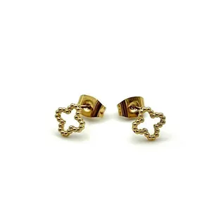 Anthropologie 14K Clover Stud Stacking Earrings thumbnail 1