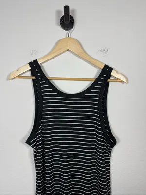 Abercrombie & Fitch Ribbed Striped Midi Tank Dress Black White Size M thumbnail 6