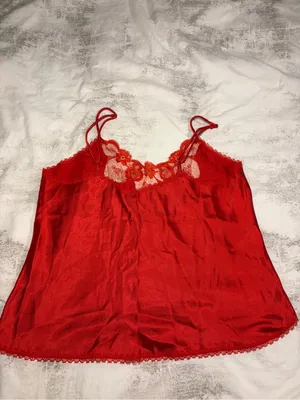 Vintage Warner’s Scarlet Red Satin Lace Cami thumbnail 5