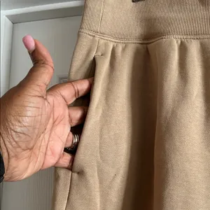Nike Beige/Tan High Waisted Wide Leg Jogger Pants with White Swoosh thumbnail 6