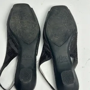 Anne Klein iFlex AK Junior Brown Snakeskin Slingback Kitten Heels Peep Toe 8.5 M thumbnail 6